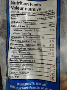 Nutrition Facts Label - walnuts